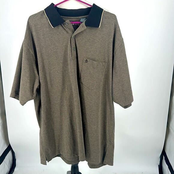 Men's Vintage Penguin Grand Slam Performance XXL Tan an Black Short Sleeve Polo - Picture 4 of 8